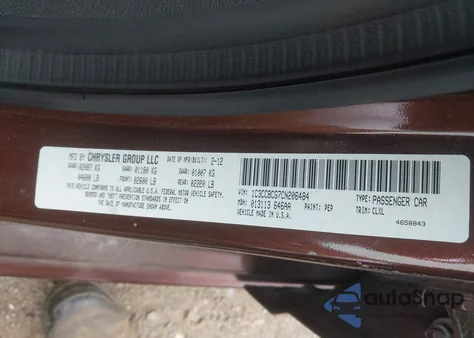 2012 Chrysler 200 Limited z USA, uszkodzony, nr VIN 1C3CCBCG7CN206484